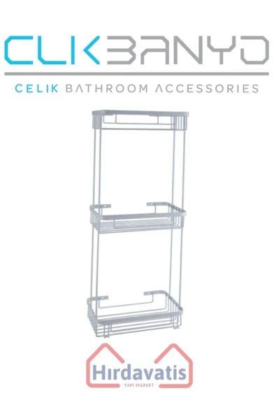 ÇELİK BANYO Üçlü Metal Taci 23x15x60 Sabunluk Şampuanlık Ve Köşe Süngerlik - Resim 3
