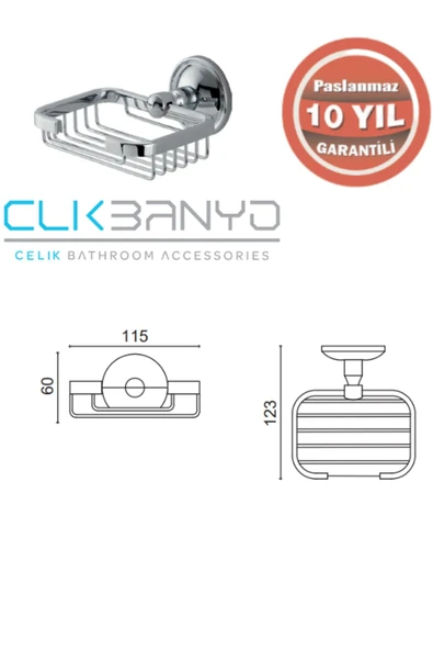 ÇELİK BANYO KUTUP KARE SABUNLUK ROZETLİ - Resim 2