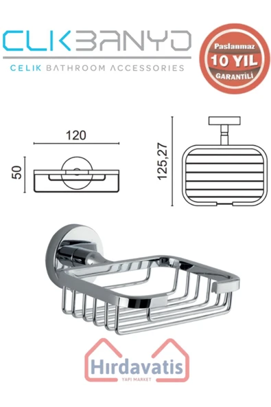 ÇELİK BANYO Paslanmaz Pirinç Karaca Montajlı Tel Sabunluk Kare - Resim 2