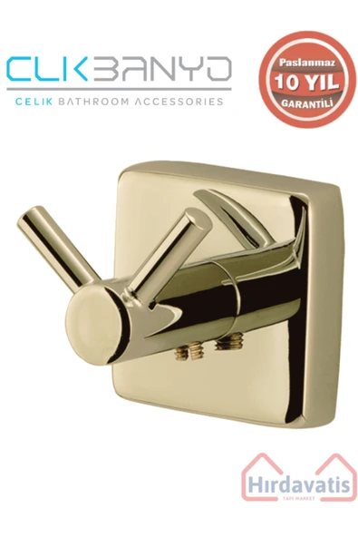 ÇELİK BANYO Paslanmaz Pirinç Vizyon 2’li Çatal Bornozluk Altın Sarı Gold 10 yıl Garantili ürün görseli