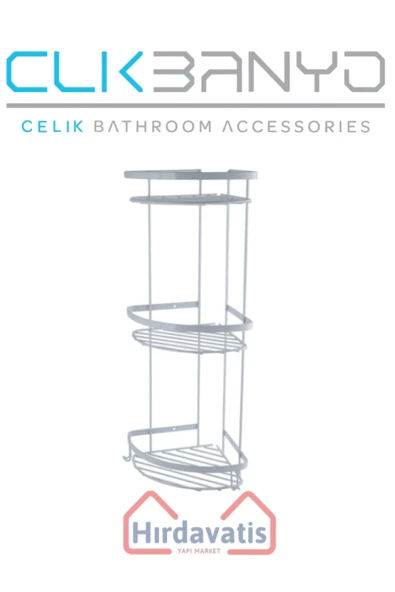 ÇELİK BANYO Üçlü Metal Zerrin 19x19 Sabunluk Şampuanlık Ve Köşe Süngerlik - Resim 3