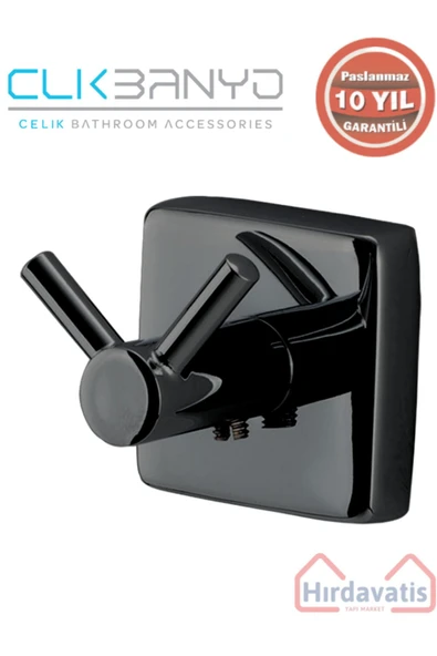 ÇELİK BANYO Paslanmaz Pirinç Vizyon 2’li Çatal Bornozluk Mat Siyah 10 yıl Garantili ürün görseli