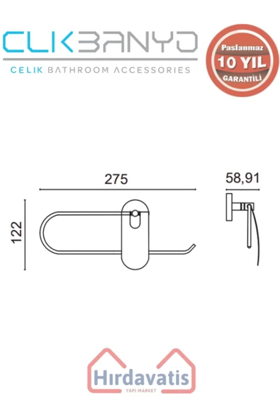 ÇELİK BANYO Paslanmaz Pirinç Dilek Dar Kapaklı Kağıt Havluluk - Resim 2