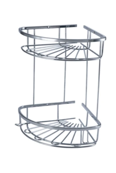 ÇELİK BANYO Paslanmaz Pirinç Zirve 304 İkili Lamalı 19x19cm Sabunluk Şampuanlık Ve Köşe Süngerlik - Resim 3
