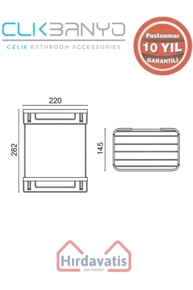 ÇELİK BANYO Paslanmaz Pirinç Taci İkili Süngerlik 22x15cm Sabunluk Şampuanlık Ve Köşe Süngerlik Mat Siyah - 2