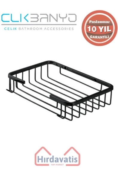 ÇELİK BANYO Paslanmaz Pirinç Taci Tekli Süngerlik 22x15cm Sabunluk Şampuanlık Ve Köşe Süngerlik Mat Siyah ürün görseli 1