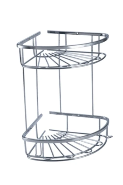 ÇELİK BANYO Paslanmaz Pirinç Zirve 304 İkili Lamalı 19x19cm Sabunluk Şampuanlık Ve Köşe Süngerlik ürün görseli