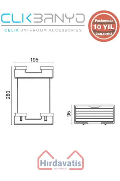 ÇELİK BANYO Paslanmaz Pirinç Karaca kili Süngerlik 10x20 - Resim 2