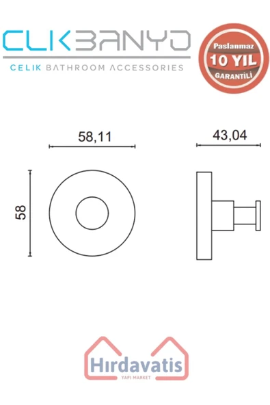 ÇELİK BANYO Paslanmaz Pirinç Flora Bornozluk Tekli Mat Siyah - Resim 2