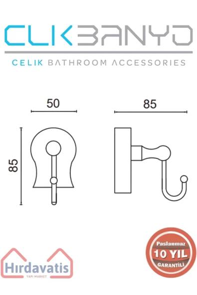 ÇELİK BANYO Paslanmaz Pirinç Lale Bornozluk Tekli - Resim 2