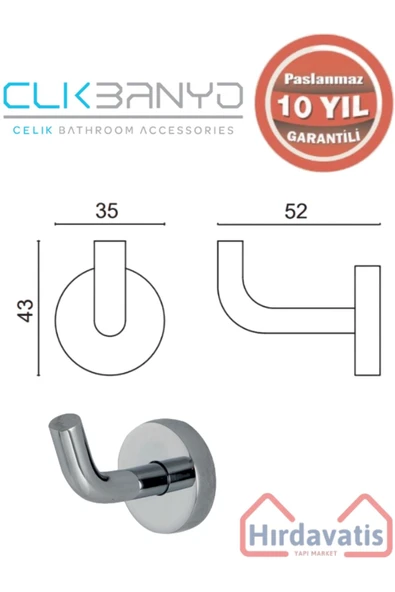ÇELİK BANYO Paslanmaz Pirinç Eser Tekli Askılık - Resim 2
