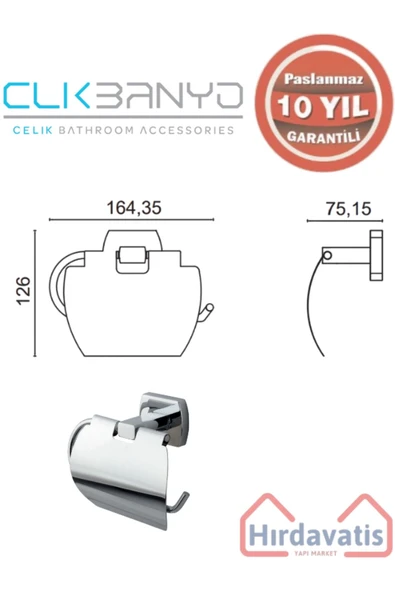 ÇELİK BANYO Paslanmaz Pirinç Milano Geni? Kapaklı Kağıtlık - Resim 2