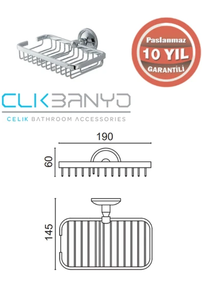 ÇELİK BANYO MERCAN ROZETLİ SABUNLUK VE ŞAMPUANLIK - Resim 2