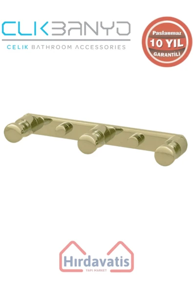 ÇELİK BANYO Paslanmaz Pirinç Flora 3’lü Askılık Altın Sarı Gold ürün görseli