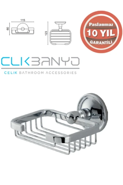 ÇELİK BANYO KUTUP KARE SABUNLUK ROZETLİ ürün görseli 1