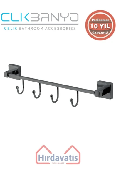 ÇELİK BANYO Paslanmaz Pirinç Tamay 4’lü Askılık Mat Siyah ürün görseli