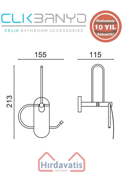 ÇELİK BANYO Paslanmaz Pirinç Dilek Yedek Kağıtlık Dar Kapak - Resim 2