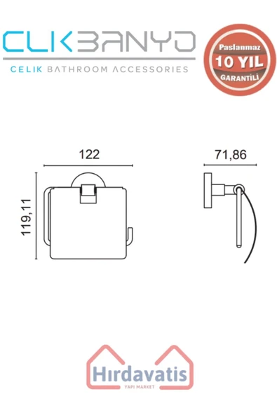 ÇELİK BANYO Paslanmaz Pirinç Dilek Geni? Kapaklı Kağıtlık - Resim 2