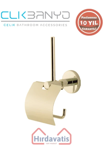 ÇELİK BANYO Paslanmaz Pirinç Flora Yedek Kağıtlık Geniș Kapaklı Altın Sarı Gold ürün görseli