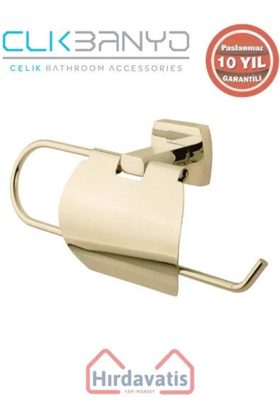 ÇELİK BANYO Paslanmaz Pirinç Milano Geni? Kapaklı Kağıt Havluluk Altın Sarı Gold ürün görseli 1