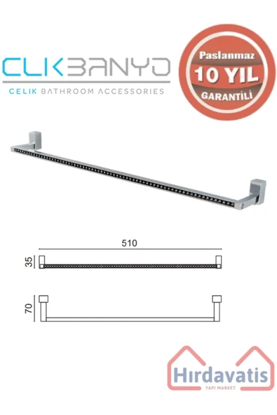 ÇELİK BANYO Paslanmaz Pirinç Swwor Uzun Havluluk 50cm ürün görseli