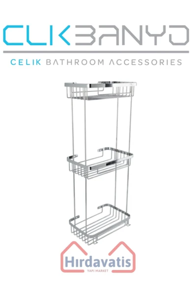 ÇELİK BANYO Taci 304 Üçlü 23x15cm Sabunluk Şampuanlık Ve Köşe Süngerlik - Resim 3