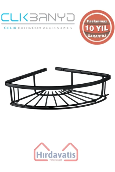 ÇELİK BANYO Paslanmaz Pirinç Zirve 304 Tekli Lamalı 19x19cm Sabunluk Şampuanlık Ve Köşe Süngerlik Mat Siyah - Resim 3