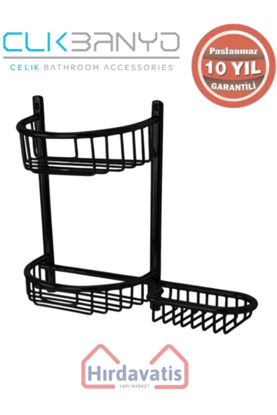 ÇELİK BANYO Paslanmaz Pirinç Yuvarlak Set Șampuanlık 30x11 Sabunluk Ve Köşe Süngerlik Mat Siyah ürün görseli 1