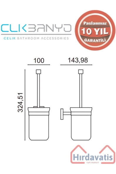 ÇELİK BANYO Paslanmaz Pirinç Milano Montajlı Klozet Fırçalık - Resim 2
