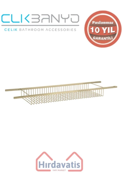 ÇELİK BANYO Paslanmaz Pirinç Küvet İçi Șampuanlık Sabunluk Ve Köşe Süngerlik Altın Sarı Gold - Resim 3