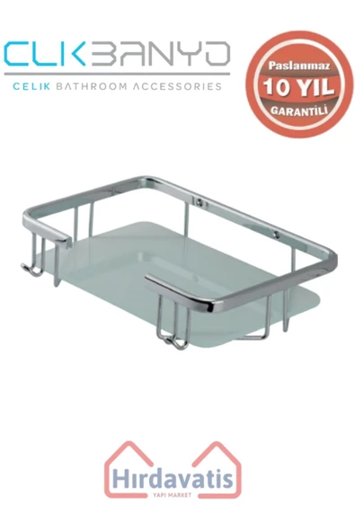 ÇELİK BANYO Paslanmaz Pirinç Taci Camlı Tekli 22x15cm Sabunluk Şampuanlık Ve Köşe Süngerlik ürün görseli