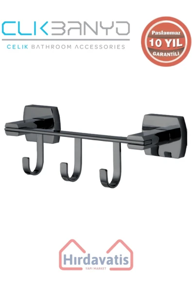 ÇELİK BANYO Paslanmaz Pirinç Milano 3’lü Askılık Mat Siyah ürün görseli