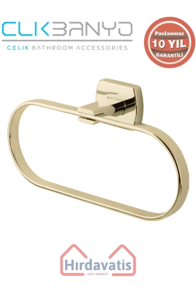 ÇELİK BANYO Paslanmaz Pirinç Milano Oval Havluluk Altın Sarı Gold ürün görseli 1