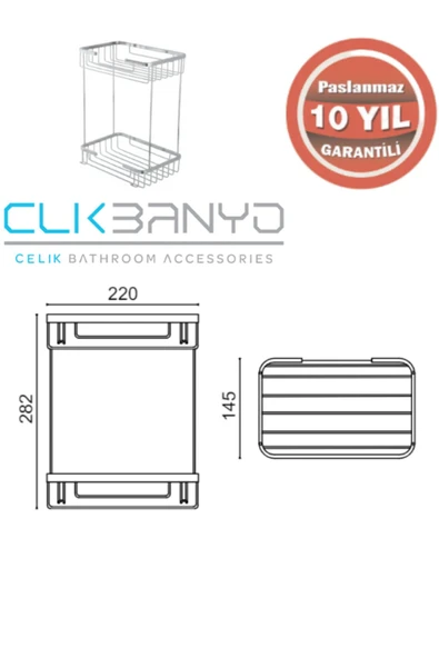 ÇELİK BANYO Taci Ikili 22X15 Sabunluk ve Şampuanlık - Resim 2