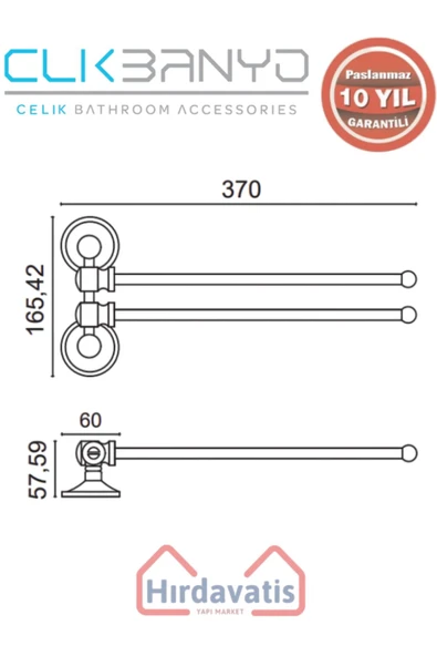 ÇELİK BANYO Paslanmaz Pirinç Bella Buse 2’li Havluluk - Resim 2