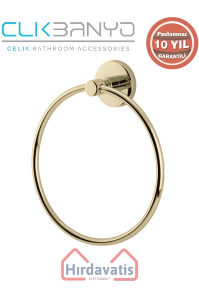 ÇELİK BANYO Paslanmaz Pirinç Flora Yuvarlak Havluluk Altın Sarı Gold ürün görseli