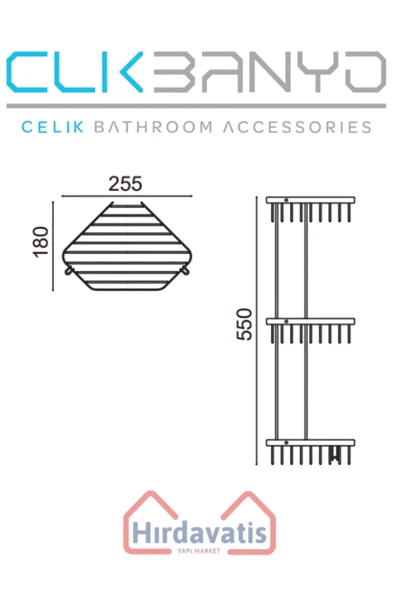 ÇELİK BANYO Selen 304 Üçlü 19x19cm Sabunluk Şampuanlık Ve Köşe Süngerlik - Resim 2