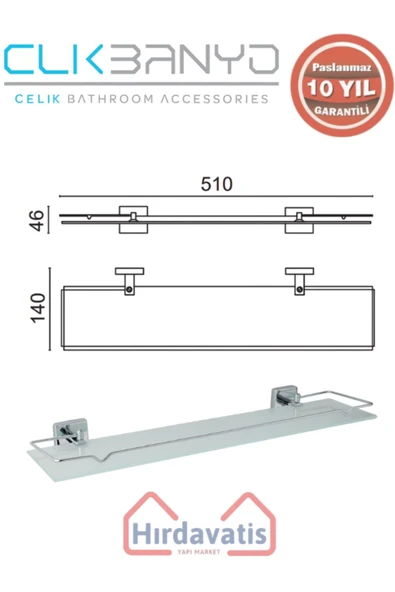 ÇELİK BANYO Paslanmaz Pirinç Vizyon Etajer - Resim 2