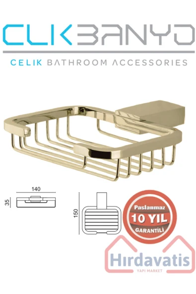 ÇELİK BANYO Paslanmaz Pirinç Titanik Montajlı Katı Sabunluk Altın Gold ürün görseli