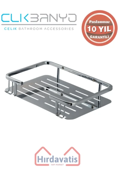 ÇELİK BANYO Paslanmaz Pirinç Lidya Tekli 15x22cm Sabunluk Şampuanlık ve Köşe Süngerlik ürün görseli 1