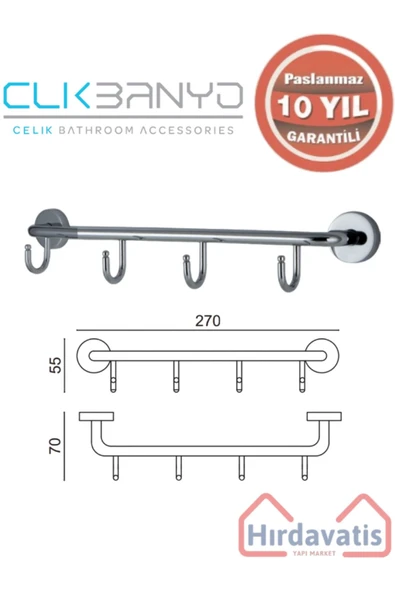 ÇELİK BANYO Paslanmaz Pirinç Eser 4’lü Askılık ürün görseli