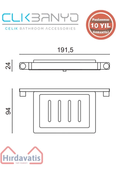 ÇELİK BANYO Paslanmaz Pirinç Mercan Sabunluk - Resim 2