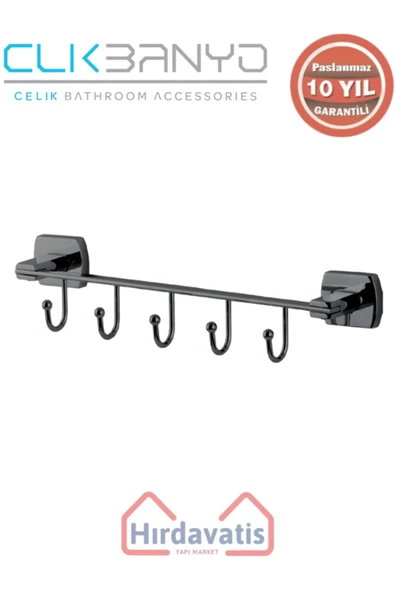 ÇELİK BANYO Paslanmaz Pirinç Milano 5’li Askılık Mat Siyah