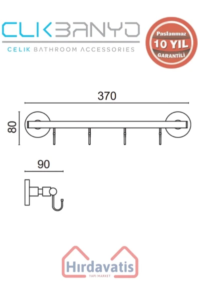ÇELİK BANYO Paslanmaz Pirinç Flora 4’lü Askılık Altın Sarı Gold - Resim 2