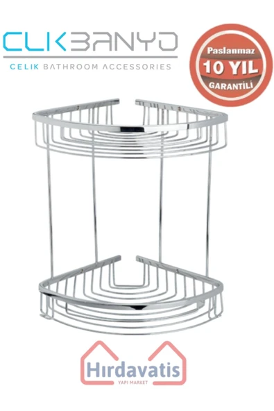 ÇELİK BANYO Paslanmaz Pirinç Destina Krom İkili 22x22cm Sabunluk Şampuanlık Ve Köşe Süngerlik - Resim 3