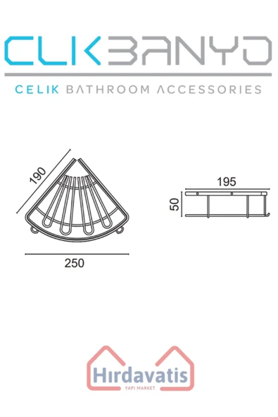 ÇELİK BANYO Zirve 304 Tekli 19x19cm Sabunluk Şampuanlık Ve Köşe Süngerlik - Resim 2