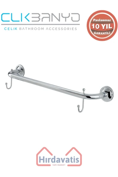 ÇELİK BANYO Paslanmaz Pirinç Bella Uzun Havluluk Çift Kancalı 60cm ürün görseli