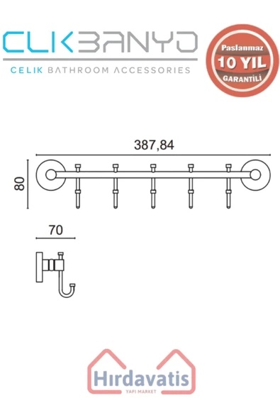 ÇELİK BANYO Paslanmaz Pirinç Dilek 5’li Askılık - Resim 2