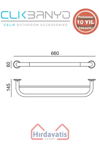ÇELİK BANYO Paslanmaz Pirinç Bella İkili Uzun Havluluk 60cm - Resim 2