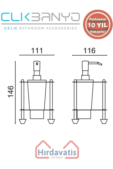 ÇELİK BANYO Paslanmaz Pirinç Vizyon Set Üstü Sıvı Sabunluk - Resim 2